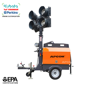 Tour d'éclairage mobile télescopique solaire 3,6 m 100 W LED avec générateur diesel Kubota 3 kW pour l'entretien routier et la construction - Product Image 1