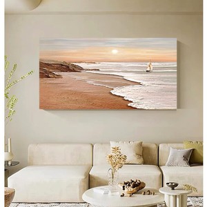 Hand Painted Oil Painting Creamy Style Sunrise Landscape 3D Effect Living Room Wall <b>Art</b> Sofa Background Decorative Canvas - Product Image 4