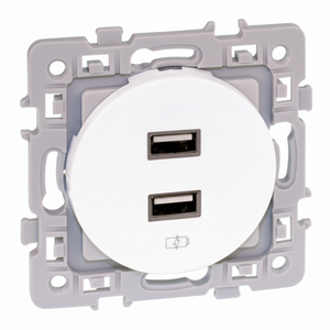 Dual USB a 5,5 V Cargador y adaptador cuadrado blanco - Product Image 1