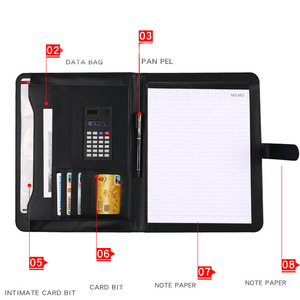 XinyiArt A4 블랙 프리미엄 PU 가죽 여성 Padfolio 비즈니스 포트폴리오 폴더 법률 패드 및 계산기 인터뷰 - Product Image 2