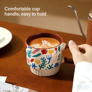 Taza de Cerámica Vintage Floral de 300 ml, Taza de Café, Taza de Cerámica para Parejas, Apilable - Product Image 1