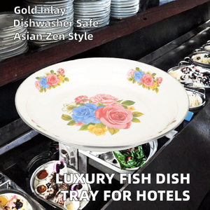 Plateau de service multifonctionnel de luxe pour poisson, élégant et personnalisable, en émail, pour cuisines professionnelles, hôtels et réceptions, en stock - Product Image 2