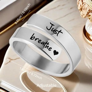 <span class=keywords><strong>Bague</strong></span> en <span class=keywords><strong>acier</strong></span> inoxydable « I Am Enough » en gros, ajustable, avec cœur gravé, personnalisable - Product Image 4