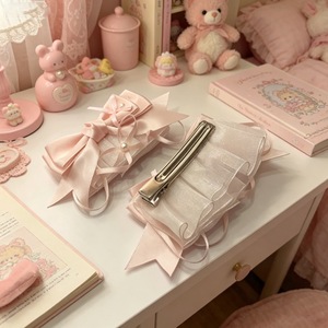 Pink <b>bow</b> pearl hair <b>clip</b> for women, summer 2025, new high-end hair accessory for the back of the head, shark <b>clip</b>. - Product Image 2