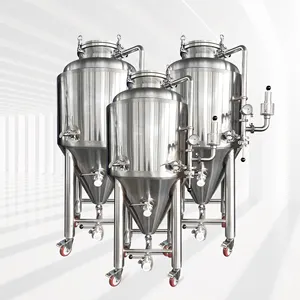 Tangki fermentasi kerucut bir baja tahan karat kustom bawa 100L 1BBL 150L 200L dengan bawahan kerucut 60 derajat