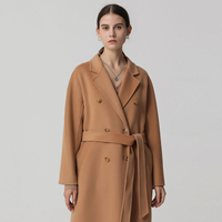 Manteau en cachemire mélangé double face pour femme, respirant, avec logo, coupe oversize longue, ceinturé, manches classiques, du fabricant OEM