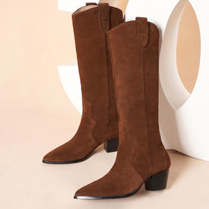 <span class=keywords><strong>Stivali</strong></span> personalizzati da donna autunno inverno in pelle con tacco lungo a botte con chiusura a punta rotonda con tacco largo al ginocchio in stile occidentale - Product Image 4