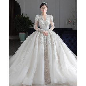 2025 nouvelle mariée <span class=keywords><strong>robe</strong></span> de mariée principale de haute qualité <span class=keywords><strong>grande</strong></span> queue palais Style <span class=keywords><strong>taille</strong></span> haute dentelle <span class=keywords><strong>grande</strong></span> <span class=keywords><strong>taille</strong></span> pour les femmes - Product Image 4