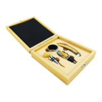 Ensemble cadeau d'accessoires à vin multifonctionnels réglables en acier inoxydable et bois de bambou, 4 pièces, comprenant un tire-bouchon