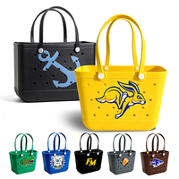 Sac fourre-tout de Noël imperméable imprimé Père Noël grande capacité portable pour femme avec design à trous DIY, cadeau de Noël, panier de rangement de plage