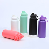 Grande bouteille d'eau magnétique de 32oz avec support de téléphone, gobelet thermique en acier inoxydable avec mousqueton pour le camping, le cyclisme et le bureau