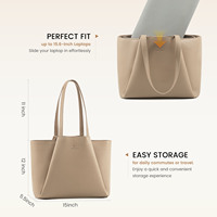 LOVEVOOK 15.6 en cuir pour ordinateur portable avec pochette pour femmes Sac à main de grande capacité pour le bureau Mallette d'ordinateur Sac à bandoulière