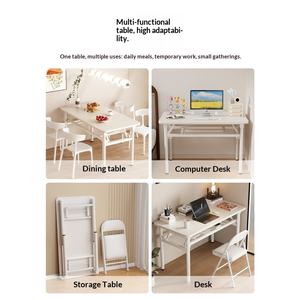 Scrivania Pieghevole in Legno Massello per Camera da Letto e Ufficio Domestico, <span class=keywords><strong>Tavolo</strong></span> <span class=keywords><strong>Rettangolare</strong></span> Semplice per Studio, Casa in Affitto, Piccolo Appartamento - Product Image 4