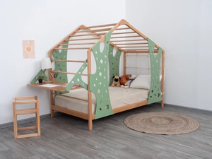 Marco de cama doble multifuncional con almacenamiento, escritorio y parque infantil interior-Cama Montessori para niños pequeños con gimnasio de jungla para niños - Product Image 3