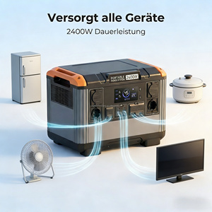 Station d'alimentation portable 2000Wh 2400W 2000W LiFePO4 avec prise EU, générateur solaire à onde sinusoïdale pure pour camping, camping-car et situations d'urgence - Product Image 3