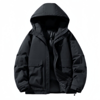 Veste de travail d'extérieur à capuche zippée vert olive pour homme, manteau décontracté avec poches à rabat sur la poitrine et manches raglan
