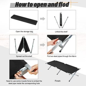 Hot bán du lịch ngoài trời dễ dàng mang theo khung kim loại bền gấp xách tay Trọng lượng nhẹ vườn bãi biển Ngủ Cắm Trại giường cot - Product Image 3