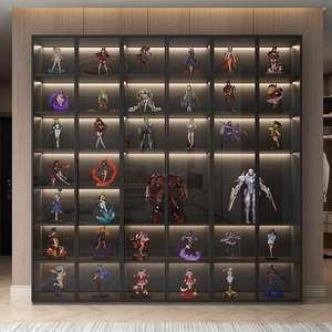 Luxe op maat gemaakte glazen vitrinekast met LED-verlichting |   Vitrine voor verzamelfiguren met aluminium frame voor thuis en winkels - Product Image 4