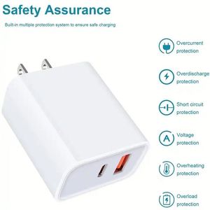 US/<b>EU</b> <b>Plug</b> Quick Charger A+C USB Dual Charging Port 20W Fast Charger QC3.0 USB-C Power Supply <b>Adapter</b> Charger Block - Product Image 3