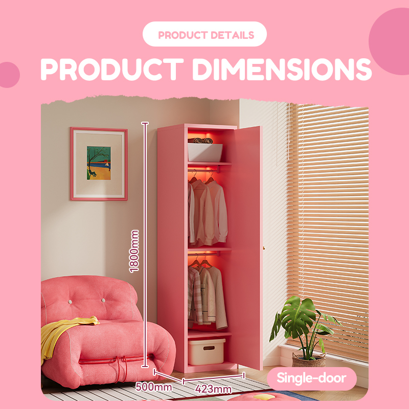 Pink Single Door Wardrobe