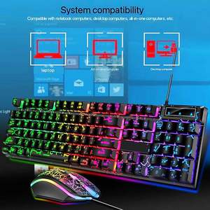 Combo de Teclado y Ratón para Juegos con Cable, Diseño Rainbow, 104 Teclas, Retroiluminación RGB, Sensación Mecánica, Teclas Multimedia para PC - Product Image 3
