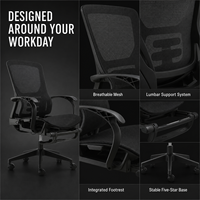 Chaise de bureau pivotante ergonomique moderne entièrement en maille, pliable, réglable en hauteur, avec siège rembourré et dossier solide, pour la maison et le bureau