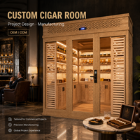 Op maat gemaakte sigarenkamer schappen, walk-in humidor, sigaren humidor kast, Spaanse cederhout display voor hotel, club, commercieel project