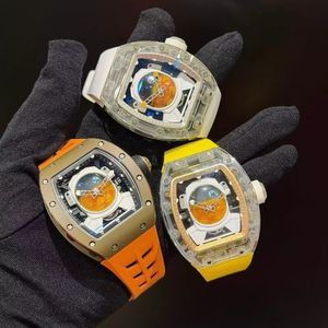 Luxury Men's RM Style Astronaut Dial Mechanical <b>Watch</b> Tonneau Carbon Fiber Case Orange <b>Rubber</b> Strapwaterproof fashion Wristwatch - Product Image 5
