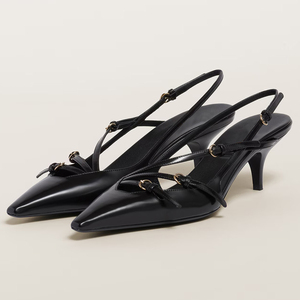 <span class=keywords><strong>Scarpe</strong></span> da Donna con <span class=keywords><strong>Tacco</strong></span> <span class=keywords><strong>Basso</strong></span> a Gattino, Multi-Fascia Dorata, Slingback, Punta Affusolata, Tomaia Aperta, Vendita all'Ingrosso OEM - Product Image 4