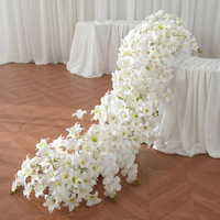 Hete Aanbieding Romantische Dromerige Kunstbloemenarrangement Gesimuleerde Witte Lelie Waterval Bloemenwand Hotelbanket