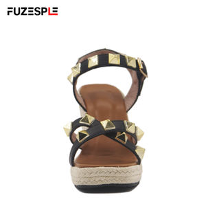 Sandalias de cuña de lino de talla grande para mujer, <span class=keywords><strong>alpargatas</strong></span> de estilo pescador romano, <span class=keywords><strong>alpargatas</strong></span> con aumento de altura, sandalias de cuña para mujer - Product Image 2