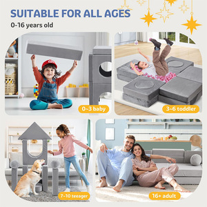 Children's Modular <b>Sofa</b> High Density Foam Fabric Building Block <b>Sofa</b> With Handrails For <b>Kids</b> 3 Years And Above - Product Image 4