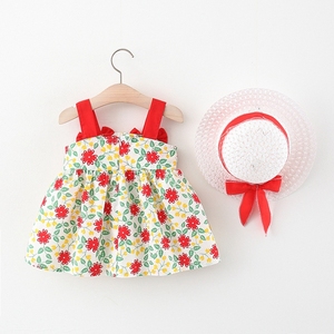 Vêtements d'été pour enfants très demandés, robes pour bébés filles avec chapeau - Product Image 3