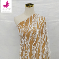 Nouvelle arrivée HY1979 : Tissu de mariage en tulle perlé français avec sequins, dentelle et maille pour mariée