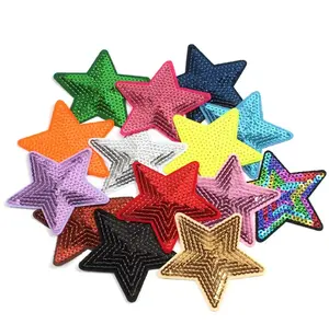 Custom wholesale Clothing Clothes hat Glitter sequins Embroidery star sew iron on patches