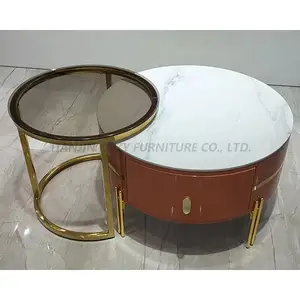 중국 공급 업체 강화 유리 금속 차 테이블 거실 럭셔리 커피 테이블
