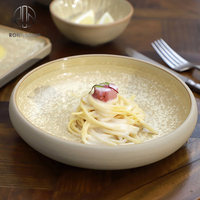 Assiette en céramique jaune d'hôtel pour salade plateau de nourriture ensemble de vaisselle bol à soupe vente en gros