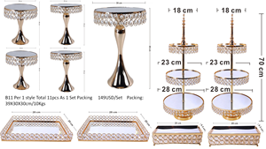 Set di Alzatine <span class=keywords><strong>per</strong></span> Torte in Metallo Riutilizzabili <span class=keywords><strong>per</strong></span> Matrimoni <span class=keywords><strong>Fai</strong></span>-<span class=keywords><strong>da</strong></span>-<span class=keywords><strong>Te</strong></span>, Decorazione Casa Motivazionale con Cristalli, Collezione Centrotavola - Product Image 4