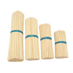 2024 mais novo bastão redondo de bambu forte natural personalizado para churrasco artesanal DIY