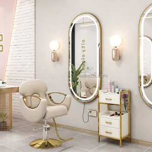 Barber Salon Equipment And Furniture Package Makeup Styling Mirrors Stations Set Gold Saloon Chairs