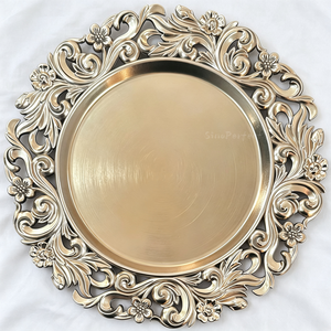 Assiette de présentation octogonale en bambou doré ajourée géométrique, style moderne, pour hôtels et mariages, vente directe usine - Product Image 4