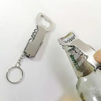 3-in-1 gepersonaliseerde houten flesopener sleutelhanger, schilmesje en bier-/wijnflesopener sleutelhanger, blanco