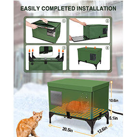 Ampio cuscino esterno isolato per <span class=keywords><strong>Cat</strong></span> House accogliente resistente alle intemperie rifugio invernale sopraelevato per gatti randagi/fienili e gatti selvatici - Product Image 4