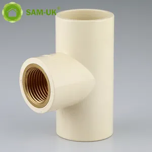 Wholesale cpvc product standard durable female threaded tee with brass copper socket yellow pipe and fittings