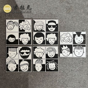 Azulejo de pared Interior de porcelana <span class=keywords><strong>Avatar</strong></span> 300*300 de dibujos animados en blanco y negro moderno para decoración de Villa - Product Image 6
