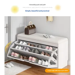 Flip Portable Petit Porte-Chaussures En Bois avec Siège pour Salon et Entrée Meubles de Maison - Product Image 3