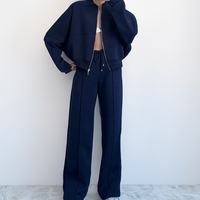 Ensemble de sweat-shirts décontractés pour femmes européennes et américaines, couleur unie, automne-hiver, style streetwear ample