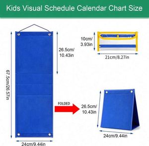 Tabla de horarios de fieltro para niños, tablero visual de rutina diaria para recompensas de tareas con 96 tarjetas, ¡muy vendida! - Product Image 6