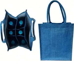 Bolsa de Yute Natural para Botellas de Vino o Cerveza, Resistente, para 6 Botellas - Product Image 2