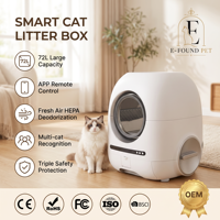 Bac à litière pour chat automatique intelligent en plastique rectangulaire de 12 L, auto-nettoyant, avec contrôle WiFi via application, écologique, désodorisant, facile à utiliser, 15 kg